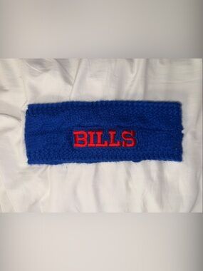 Buffalo Bills NFL Official Blue Knitted Headband with Red "BILLS" Patch